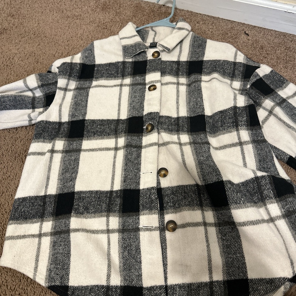 SHEIN Black and White Checkered Jacket